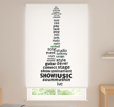 Store enrouleur chambre ado paroles de musique et de guitare - TenStickers