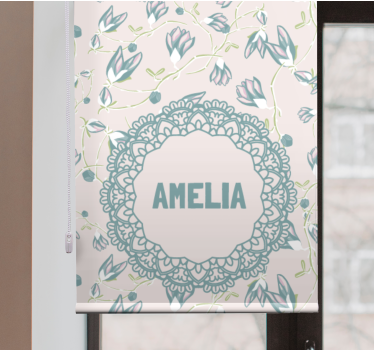 Store enrouleur chambre ado nom avec un délicat motif floral - TenStickers