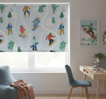 Store enrouleur chambre ado ski bleu sportif - TenStickers
