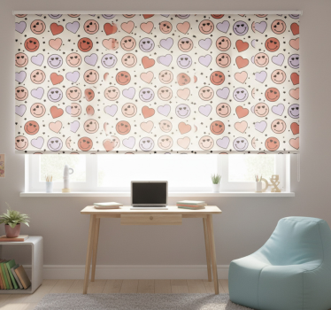 Store enrouleur chambre ado visages souriants et cœurs - TenStickers