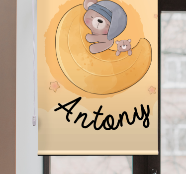 Store enrouleur chambre bébé ours endormis avec nom - TenStickers