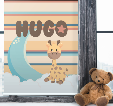 Store enrouleur chambre bébé girafe avec des nuages - TenStickers