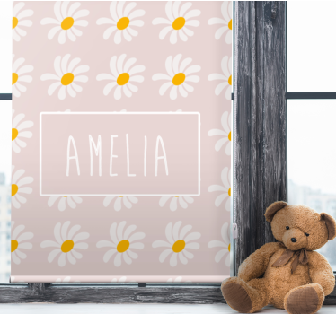 Store enrouleur chambre enfant marguerite florale avec nom - TenStickers