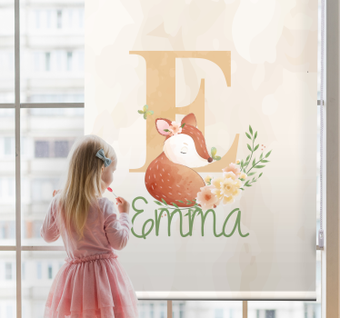 Store enrouleur chambre enfant renard avec initiale et nom - TenStickers