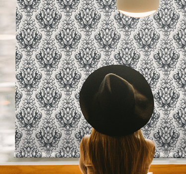 Store enrouleur classique élégant motif baroque gris - TenStickers