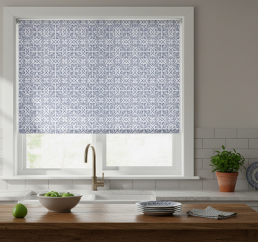 Store enrouleur cuisine carreau portugais octogonal bleu - TenStickers