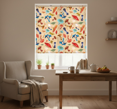 Store enrouleur cuisine dessin de champignon lavable - TenStickers