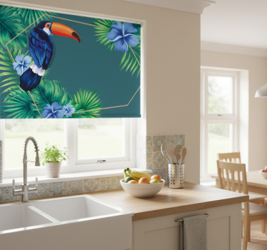 Store enrouleur cuisine feuilles tropicales de toucan - TenStickers