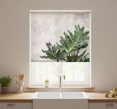 Store enrouleur cuisine feuilles vertes sur fond béton - TenStickers