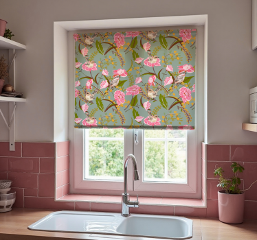 Store enrouleur cuisine fleurs - TenStickers