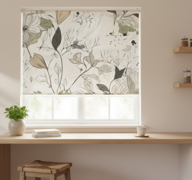 Store enrouleur cuisine fleurs à dessiner - TenStickers