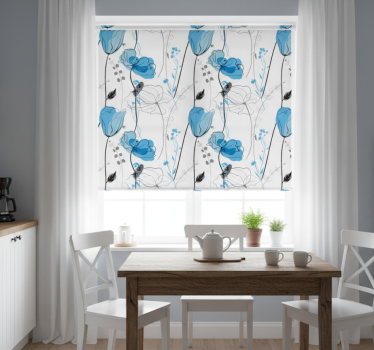 Store enrouleur cuisine fleurs de coquelicot scandinaves - TenStickers