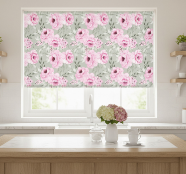 Store enrouleur cuisine fleurs de pivoine pastel - TenStickers