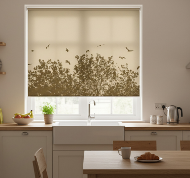 Store enrouleur cuisine fleurs de printemps et oiseaux - TenStickers