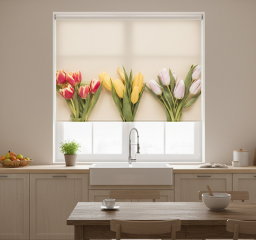 Store enrouleur cuisine fleurs trois couleurs différentes - TenStickers