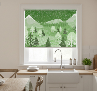 Store enrouleur cuisine forêt vintage verte - TenStickers