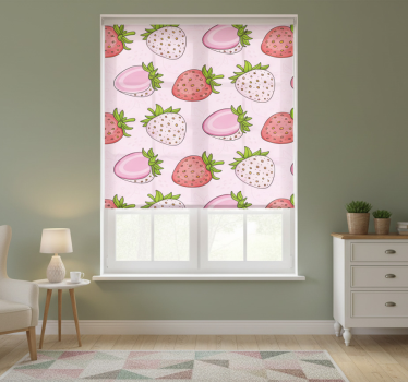 Store enrouleur cuisine fraises roses et rouges sans couture - TenStickers
