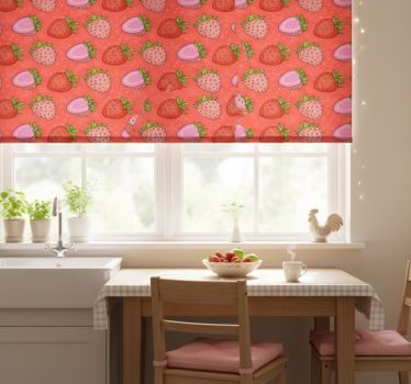 Store enrouleur cuisine fraises rouges et roses - TenStickers