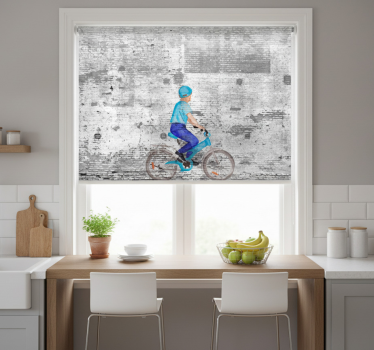 Store enrouleur cuisine graffiti enfants à vélo - TenStickers