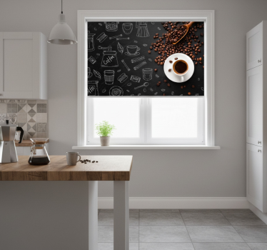 Store enrouleur cuisine grains de café et dessins - TenStickers