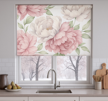 Store enrouleur cuisine imprimé pivoine rougissante - TenStickers