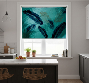 Store enrouleur cuisine ligne esthétique plume aquarelle - TenStickers