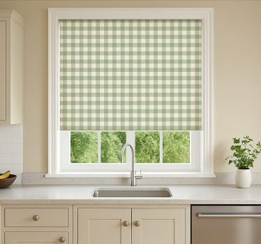 Store enrouleur cuisine motif de tissu vert - TenStickers