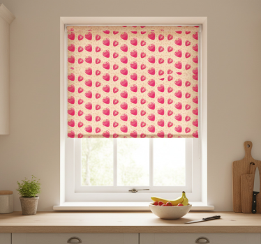 Store enrouleur cuisine motif fraises sur beige - TenStickers