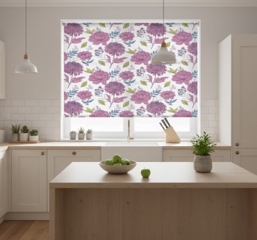 Store enrouleur cuisine motif grandes fleurs multicolores - TenStickers