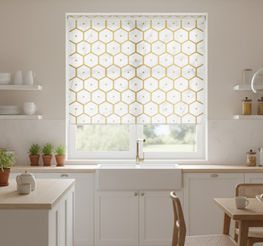Store enrouleur cuisine motif marbre hexagonal doré - TenStickers