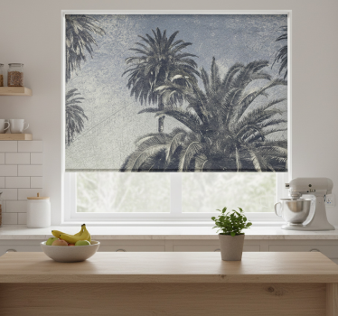Store enrouleur cuisine palmiers dessinés gris - TenStickers