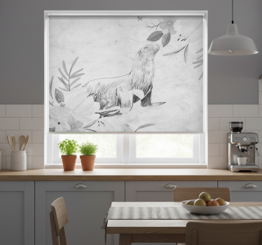 Store enrouleur cuisine phoque gris nageant et fleurs - TenStickers
