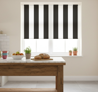 Store enrouleur cuisine rayures blanches et noires - TenStickers