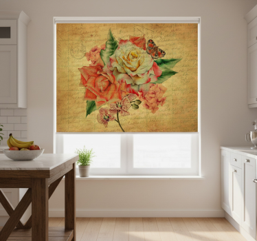Store enrouleur cuisine rose avec papillon et écritures - TenStickers