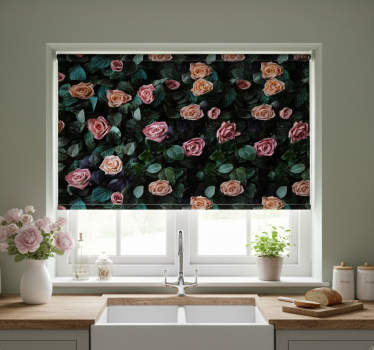 Store enrouleur cuisine roses corail pink - TenStickers