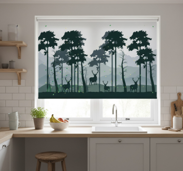 Store enrouleur cuisine silhouette forêt scandi - TenStickers
