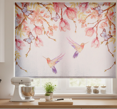 Store enrouleur cuisine style chinois oiseaux et magnolias - TenStickers