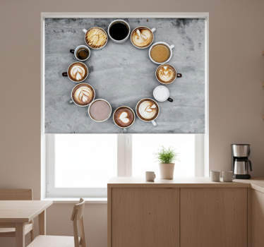 Store enrouleur cuisine tasses à café en cercle - TenStickers