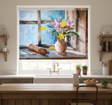 Store enrouleur cuisine vintage plantes - TenStickers