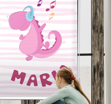 Store enrouleur dinosaure doux avec nom - TenStickers