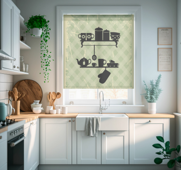 Store enrouleur cuisine motif étagères - TenStickers