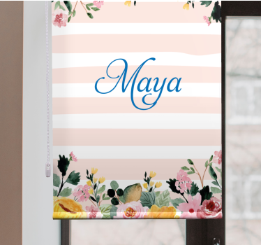 Store enrouleur fleur motif rayé personnalisé - TenStickers