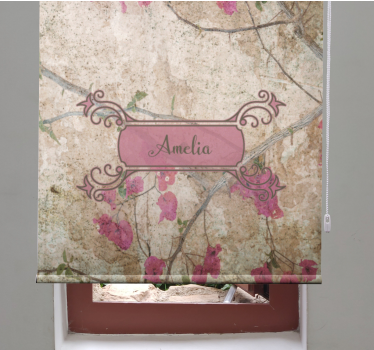 Store enrouleur fleur élégance florale avec nom - TenStickers
