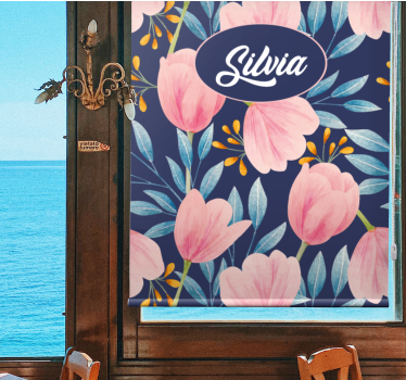 Store enrouleur fleurs et plantes design floral rose - TenStickers