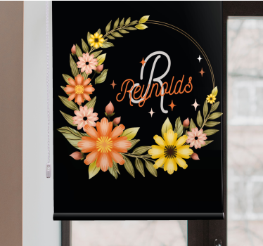 Store enrouleur fleurs et plantes initiale et nom élégants - TenStickers