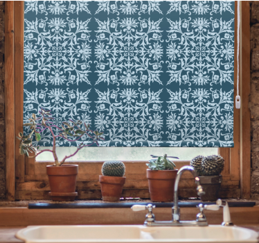 Store enrouleur fleurs motif bleu provincial français - TenStickers