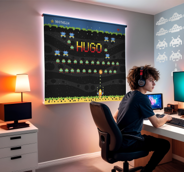 Store enrouleur geek écran d'arcade 8 bits avec prénom - TenStickers