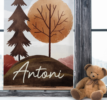 Store enrouleur chambre enfant forêt nordique avec nom - TenStickers