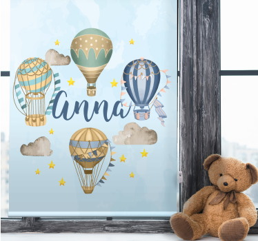 Store enrouleur personnalisé montgolfières avec nom - TenStickers