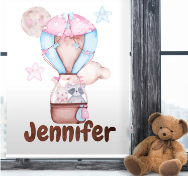 Store enrouleur chambre enfant montgolfière avec nom - TenStickers